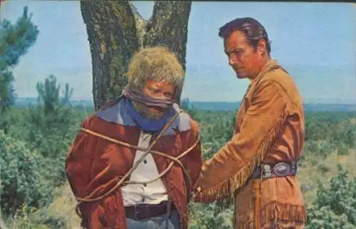 Sammelbild Karl May, Filmszene Winnetou III, Unter Geiern, 148, Old Shatterhand befreit Sam Hawkens