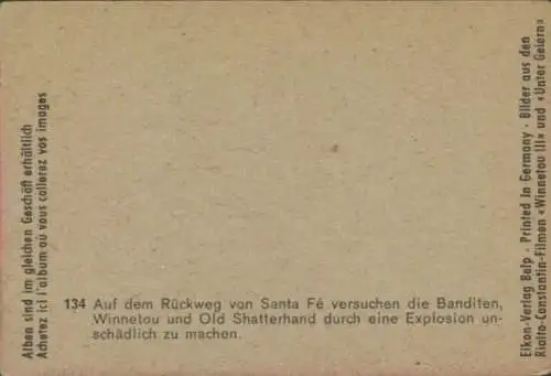 Sammelbild Karl May, Filmszene Winnetou III, Unter Geiern, Bild 134, Explosion