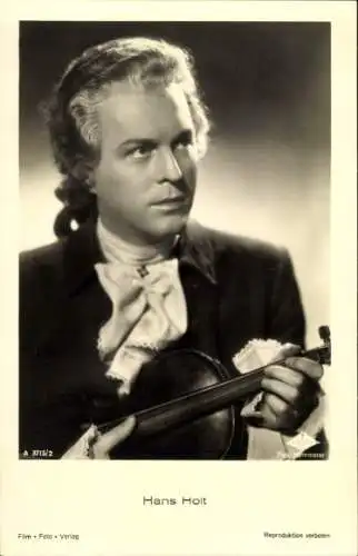 Ak Schauspieler Hans Holt, Portrait, Violine, Film Foto Verlag A 3715/2