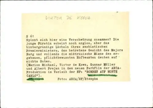 Ak Schauspieler Viktor de Kowa, Filmszene, Autogramm