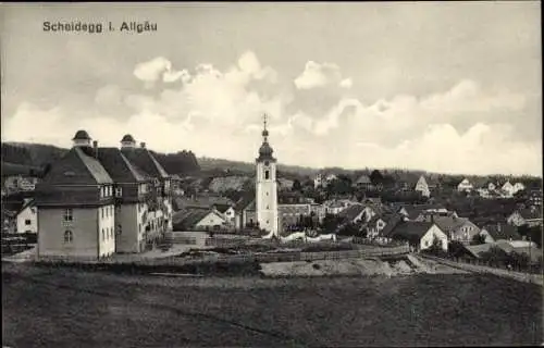 Ak Scheidegg im Allgäu Schwaben, Teilansicht, Kirche