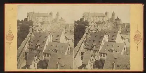 Stereo Foto Nürnberg, Blick über die Dächer der Stadt zur Kaiserburg