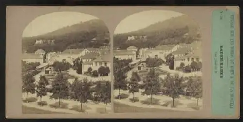 Stereo Foto Baden-Baden, Blick zur Stadt mit Partie am Fluß Oos