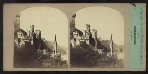 Stereo Foto Koblenz Schloß Stolzenfels am Rheinufer