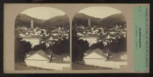 Stereo Foto Baden-Baden Gesamtansicht mit Stiftskirche