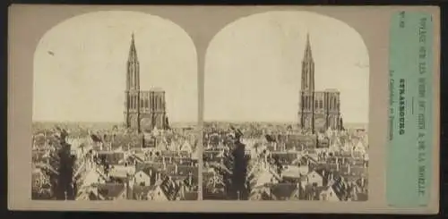 Stereo Foto Strasburg, Blick über die Häuser der Stadt mit Kathedrale Liebfrauenmünster