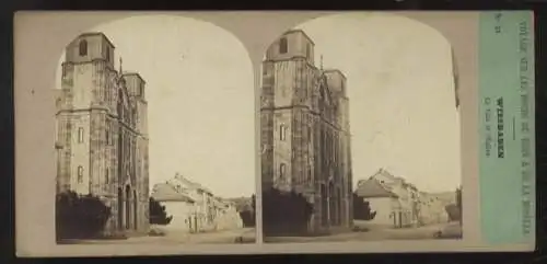 Stereo Foto Wiesbaden, Häuserzeile der Stadt mit Bonifatiuskirche