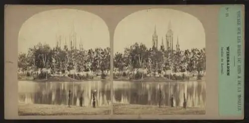 Stereo Foto Wiesbaden, Kurpark mit Marktkirche im Hintergrund