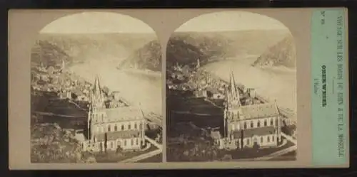 Stereo Foto Oberwesel am Rhein, Teilansicht, Liebfrauenkirche, Blick auf den Rhein