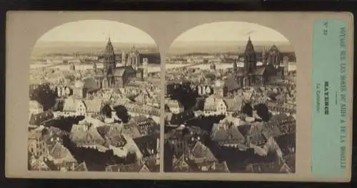 Stereo Foto Mainz am Rhein, Blick über die Stadt mit Dom