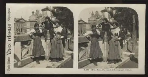 Stereo Foto Roma Rom Lazio, Frauen mit Kind in römischer Tracht