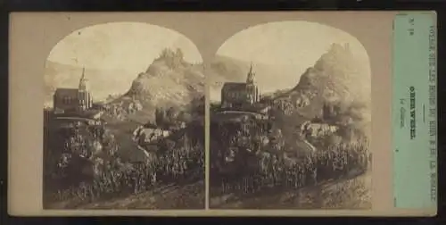 Stereo Foto Oberwesel am Rhein, Teilansicht, Ruine Schönburg, Liebfrauenkirche