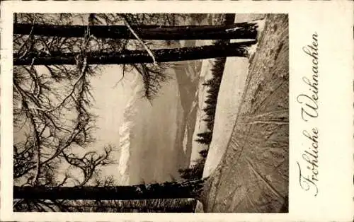 Ak Glückwunsch Weihnachten, Wald, Berge, Winter, Schnee