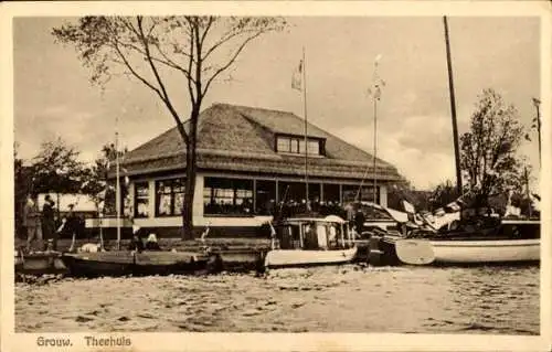 Ak Grouw Grou Friesland Niederlande, Teehaus