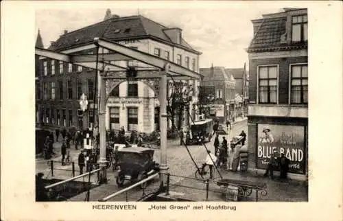 Ak Heerenveen Friesland Niederlande, Hotel Groen, Hoofdbrug