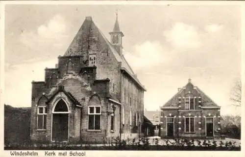 Ak Windesheim Overijssel, Kirche, Schule