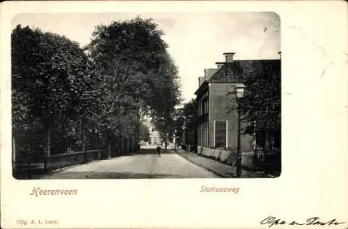 Ak Heerenveen Friesland Niederlande, Stationsweg