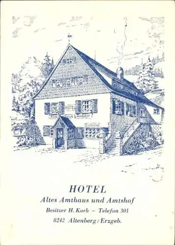 Künstler Ak Altenberg im Erzgebirge, Hotel Altes Amthaus und Amtshof