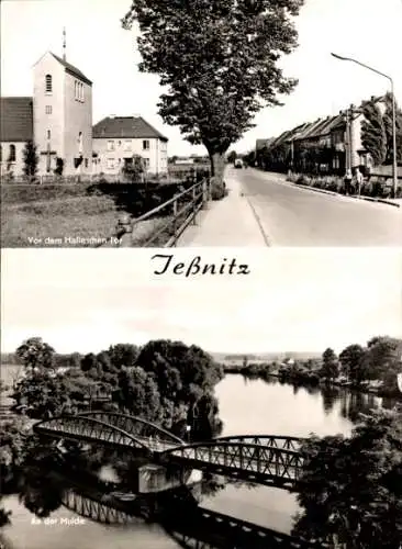 Ak Jeßnitz Jessnitz in Anhalt, Vor dem Halleschen Tor, An der Mulde, Brücke