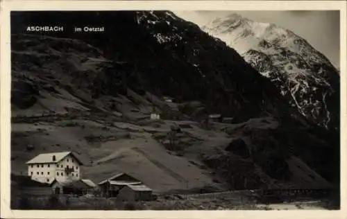 Ak Aschbach Längenfeld Tirol, Häuser vor Berg