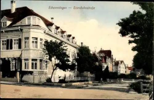 Ak Schwenningen im Schwarzwald, Eisenbahnstraße