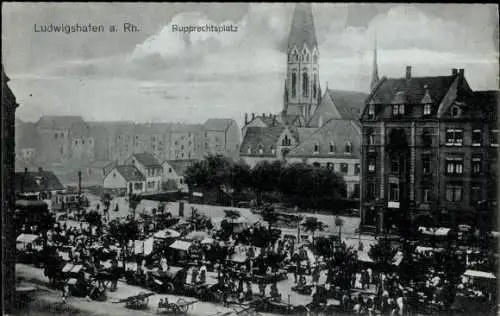 Ak Ludwigshafen am Rhein, Rupprechtsplatz, Markt