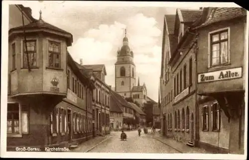 Ak Groß Gerau in Hessen, Kirchstraße, Kirche, Erker, Zum Adler