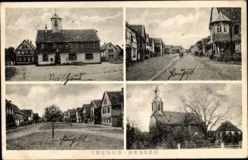 Ak Trebur am Rhein Hessen, Kirche, Rathaus, Straßenpartien