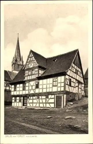 Ak Grub am Forst Oberfranken, Haus Nummer 15, Fachwerkhaus, Turmspitze