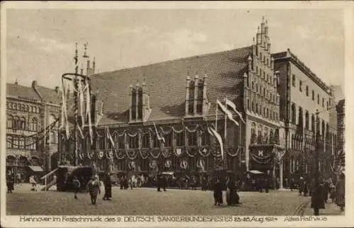 Ak Hannover in Niedersachsen, 9. deutsches Sängerbundesfest 1924, altes Rathaus