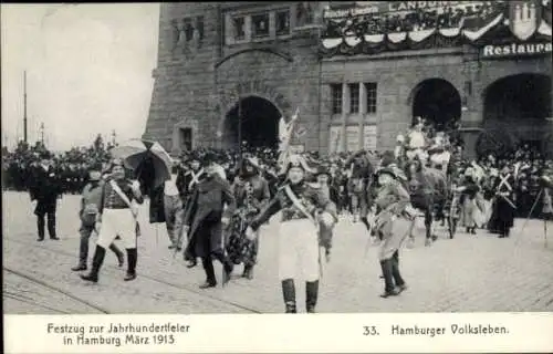 Ak Hamburg, Jahrhundertfeier 1913, Festzug, Hamburger Volksleben, Restaurant