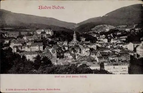 Ak Baden Baden am Schwarzwald, Gesamtansicht, Blick vom Fürst Solms Schloss