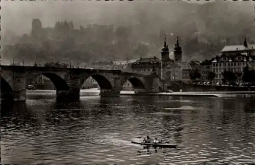 Ak Heidelberg am Neckar, Teilansicht, Brücke, Morgenstimmung