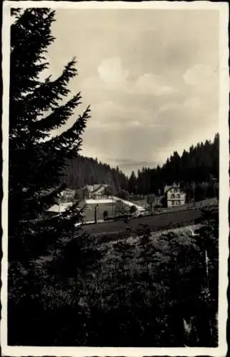 Ak Triberg im Schwarzwald, Hotel über'm Wasserfall mit Dependance Villa Waldlust