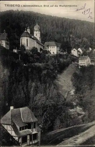 Ak Triberg im Schwarzwald, Gesamtansicht mit Wallfahrtskirche