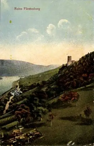 Ak Rheindiebach Oberdiebach am Rhein, Burg Fürstenberg, Ruine