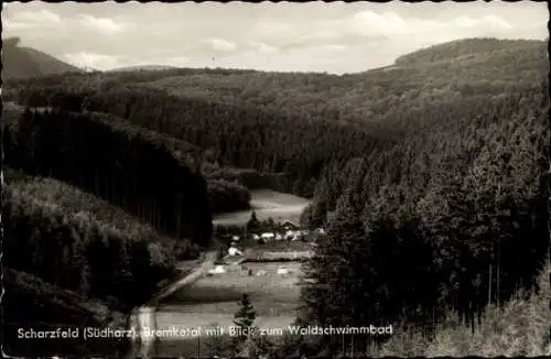 Ak Scharzfeld Herzberg am Harz, Bremketal, Waldschwimmbad