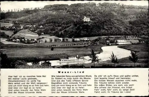 Ak Schaumburg Rinteln an der Weser, Schloss Schaumburg, Burg, Rosenthal, Paschenburg, Weser-Lied