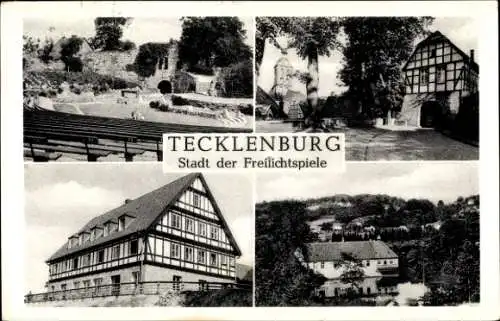 Ak Tecklenburg in Westfalen, Teilansichten, Fachwerkhaus, Freilichtbühne