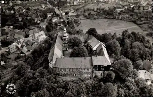 Ak Herzberg am Harz, Schloss, Fliegeraufnahme