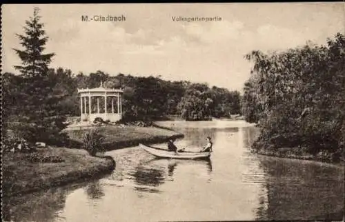 Ak Mönchengladbach am Niederrhein, Volksgarten, Ruderboot