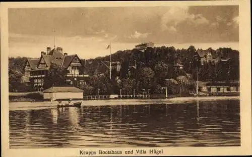 Ak Bredeney Essen im Ruhrgebiet, Villa Hügel, Krupps Bootshaus