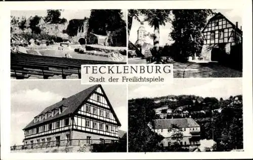 Ak Tecklenburg in Westfalen, Teilansichten, Fachwerkhaus, Freilichtbühne