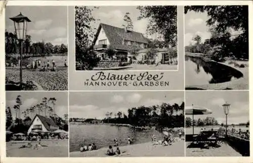 Ak Garbsen in Niedersachsen, Autobahn-Rast und Strandbad Blauer See, Badegäste