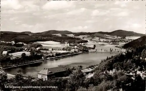 Ak Sundern im Sauerland, Ausgleichsweiher und Kraftwerk