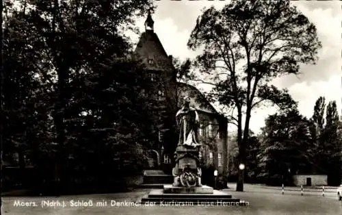 Ak Moers am Niederrhein, Schloss, Denkmal der Kurfürstin Luise-Henrietta