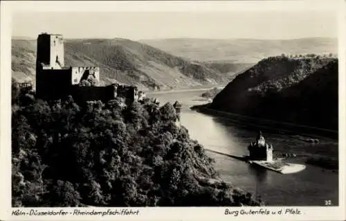 Ak Caub Kaub am Rhein, Burg Pfalzgrafenstein, Pfalz, Burg Gutenfels