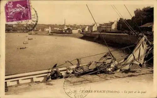 Ak Aber Wrac'h Finistère, Hafen, der Kai