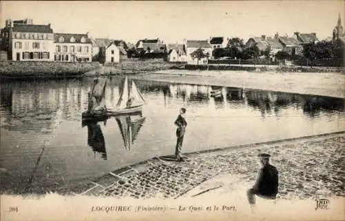 Ak Locquirec Finistère, Le Quai, Hafen