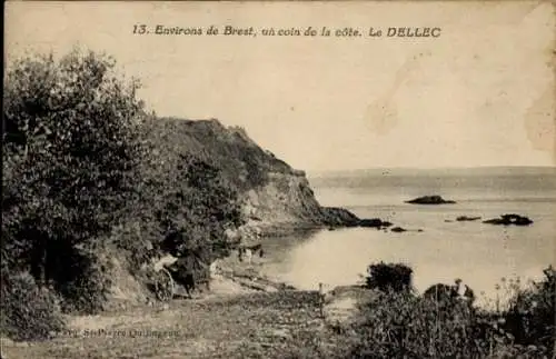 Ak Le Dellec Plouzané Finistère, Ecke der Küste